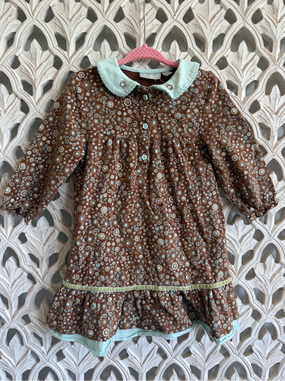 C’est La Vie Girls Floral Paisley Boho Dress Size 2 Round Collar